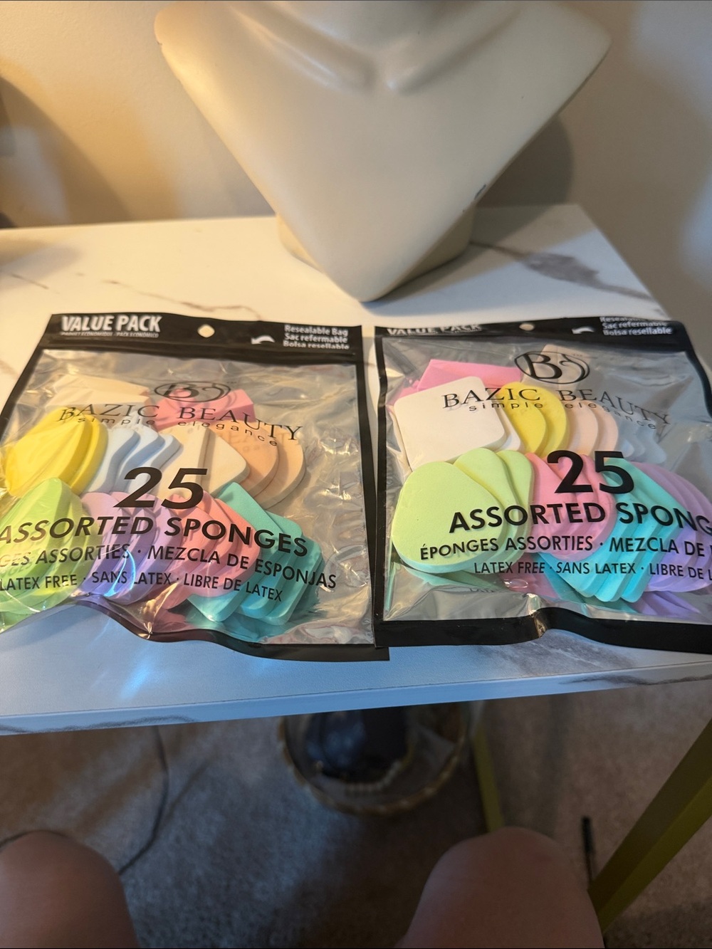 Bundle‎ of 2 Bazic Beauty 25 Assorted Makeup Sponges - Pastel Multi